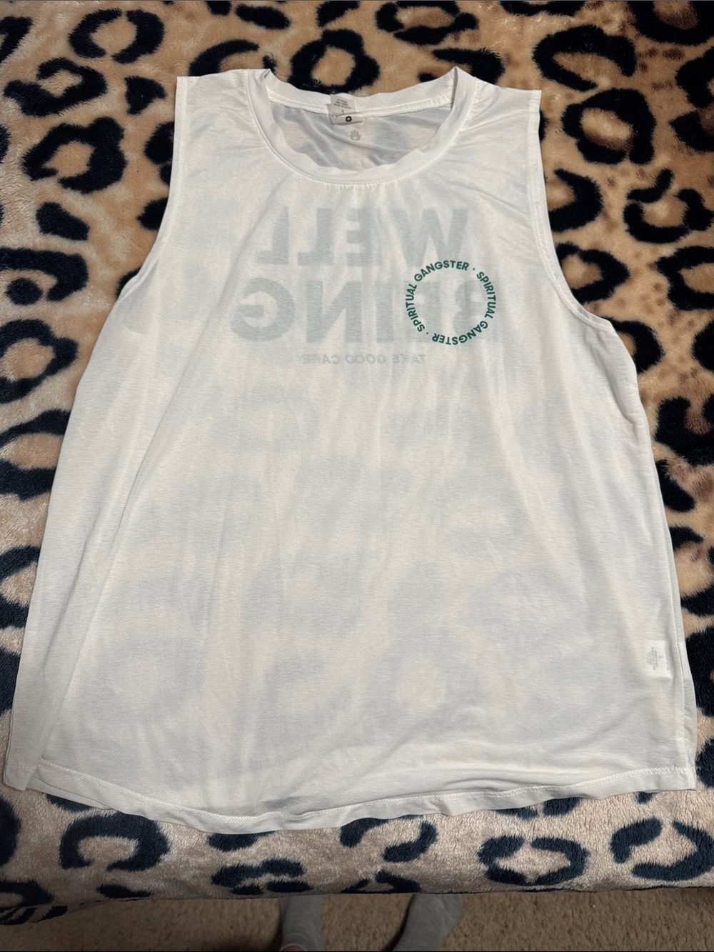 Spiritual Gangster White Tank Top with Green Logo